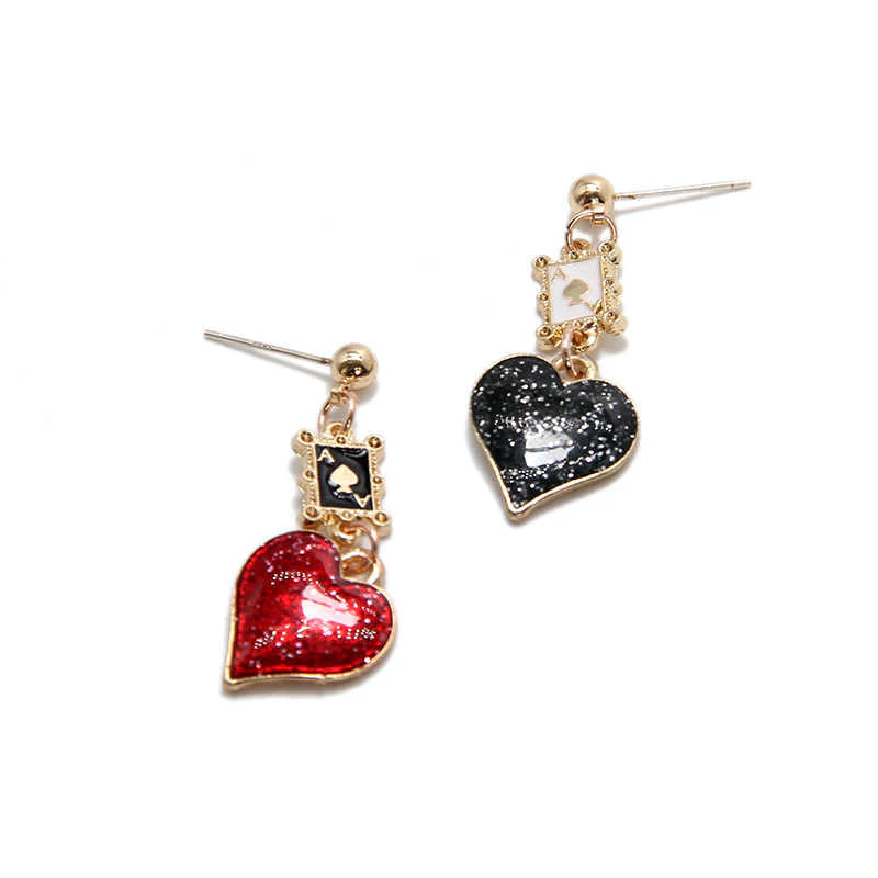 Dark Coquette Heart Poker Earrings - Image 2