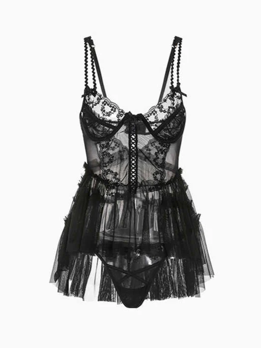 Dark Coquette Lace Nightgown