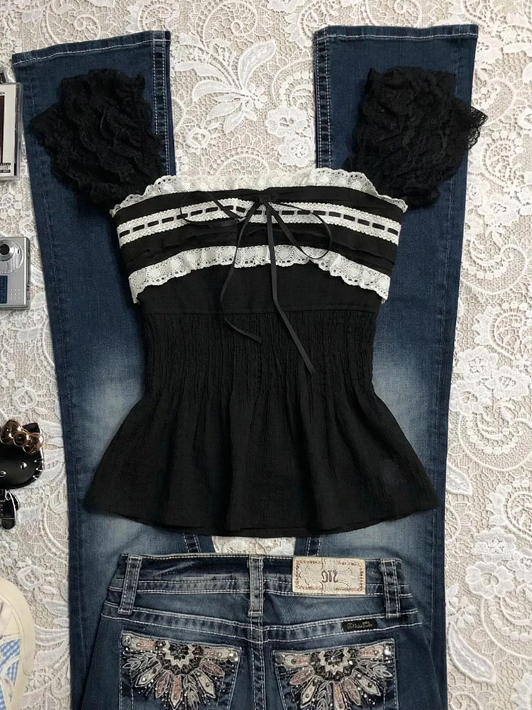 dark coquette lace shirt - Image 2