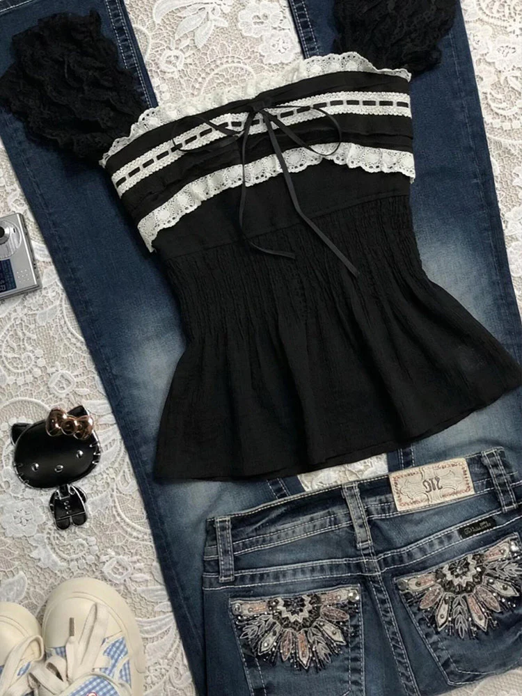 dark coquette lace shirt - Image 4