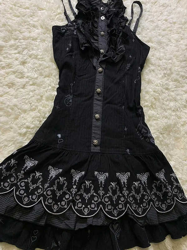 Dark Coquette Lace Sleeveless Dress - Image 2