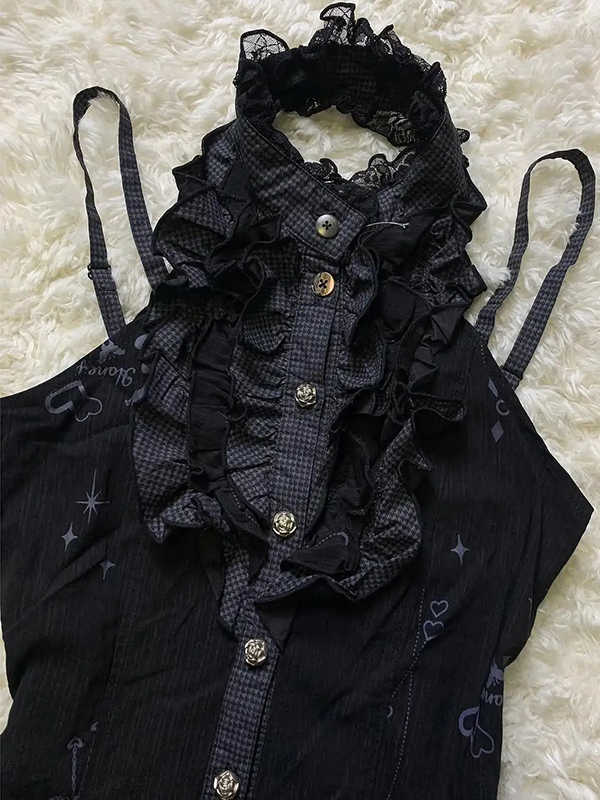 Dark Coquette Lace Sleeveless Dress - Image 3