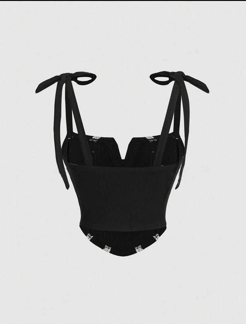Dark Coquette Lace Splicing Tank Top - Image 2
