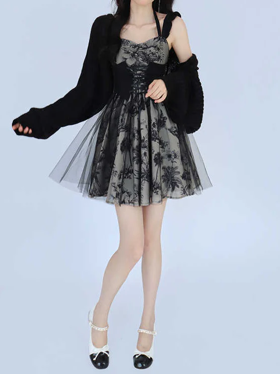 Dark Coquette Mesh Corset Dress - Image 5