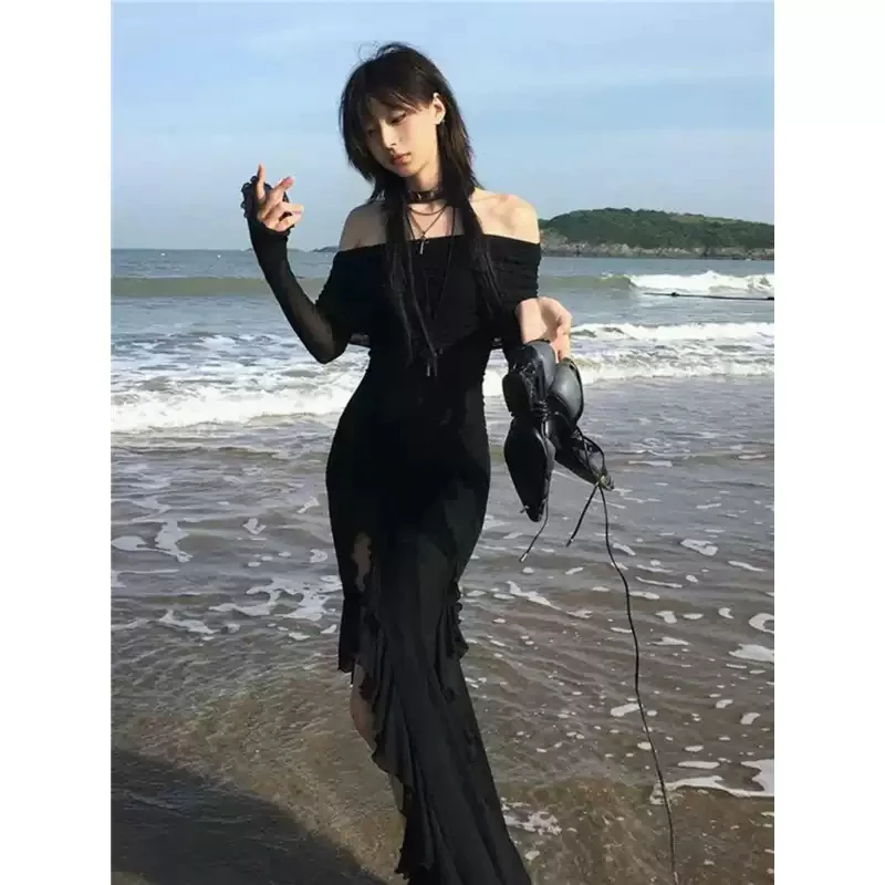 Dark Coquette Off-shoulder Maxi Dress
