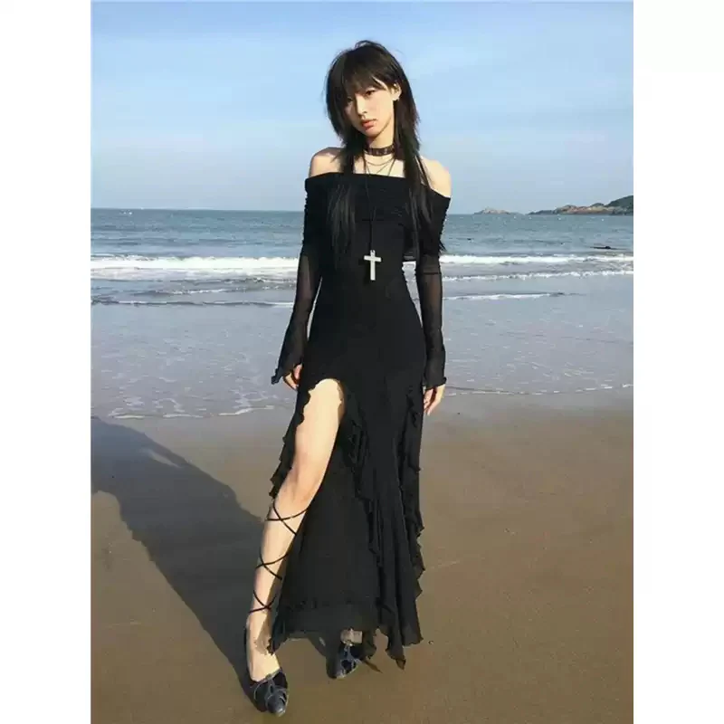 Dark Coquette Off-shoulder Maxi Dress - Image 4