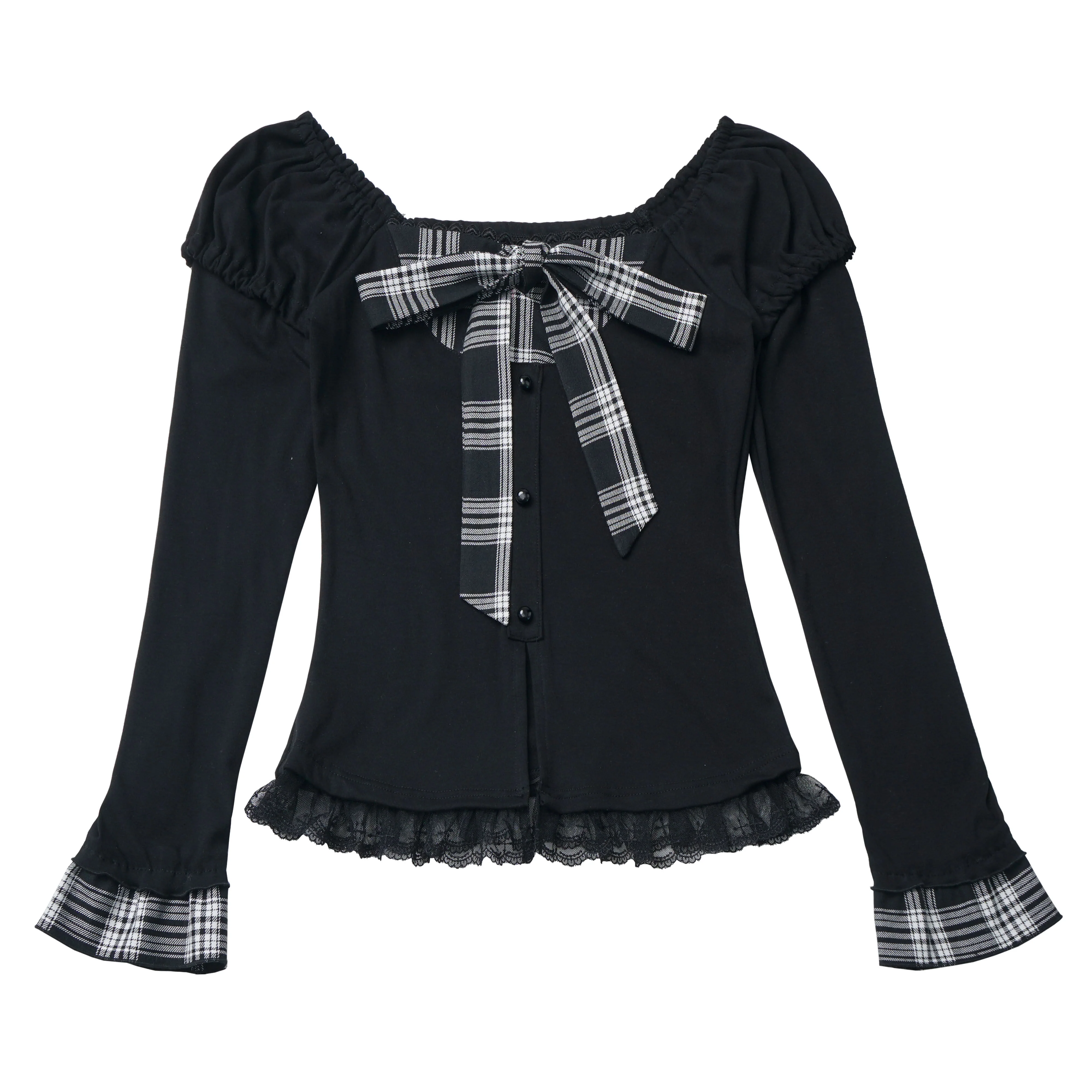 dark coquette plaid bow coord - Image 5