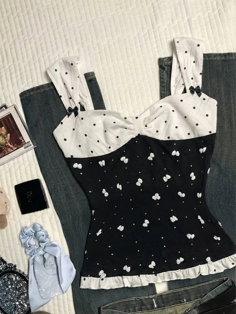 dark coquette polka dots tank top - Image 2
