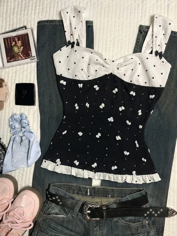 dark coquette polka dots tank top - Image 4