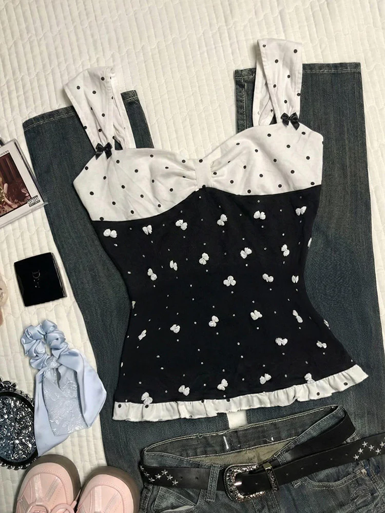 dark coquette polka dots tank top - Image 5