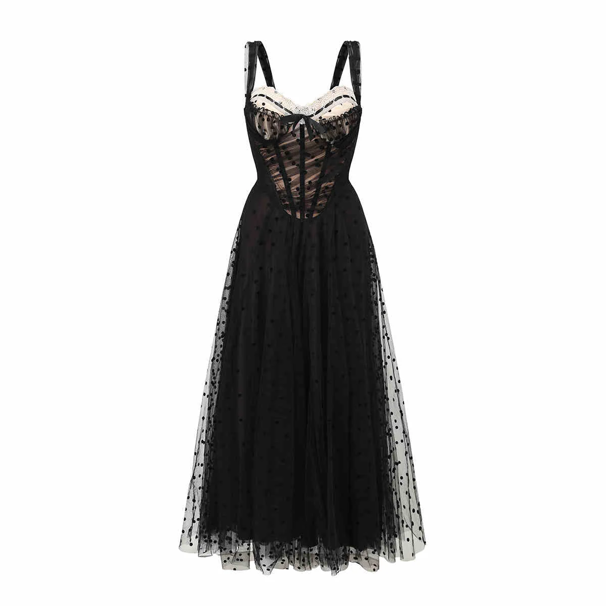Dark Coquette Retro Lace Maxi Dress - Image 5