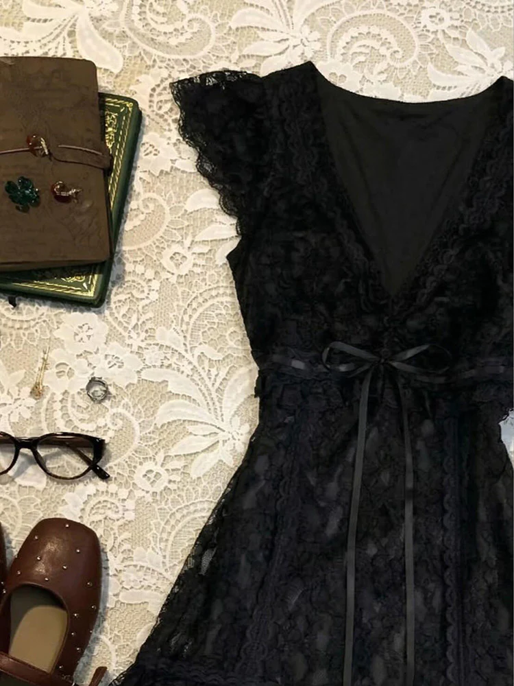 dark coquette ruffled dress - Image 2