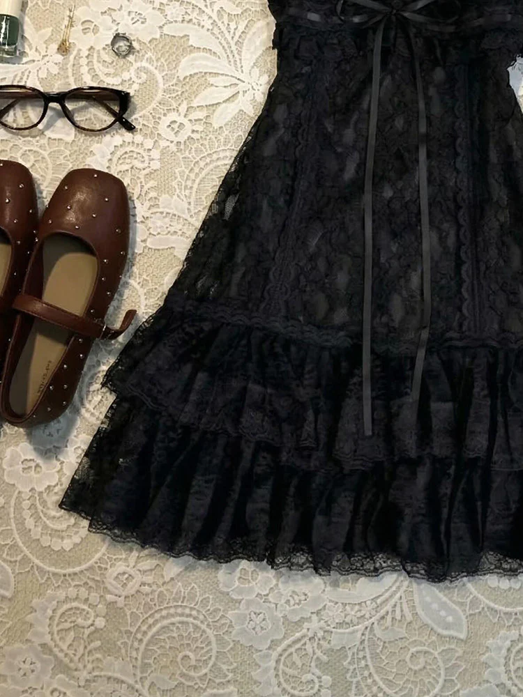 dark coquette ruffled dress - Image 3