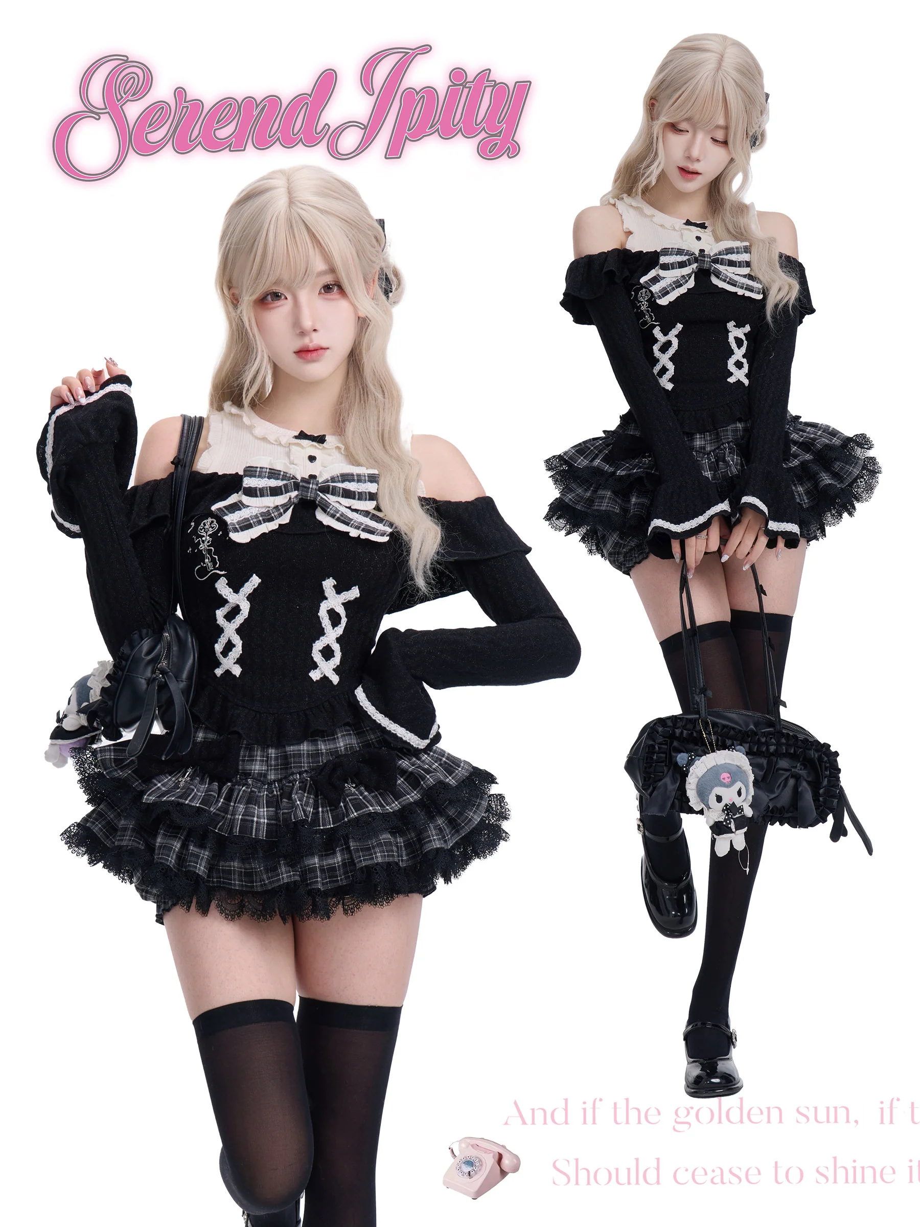 dark coquette ruffled trim shirt suit - Image 2