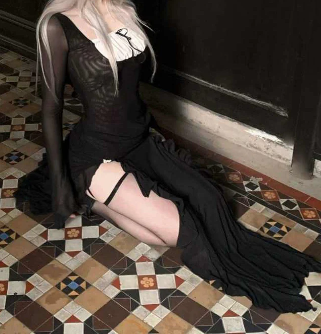 Dark Coquette Tulle Maxi Dress - Image 2