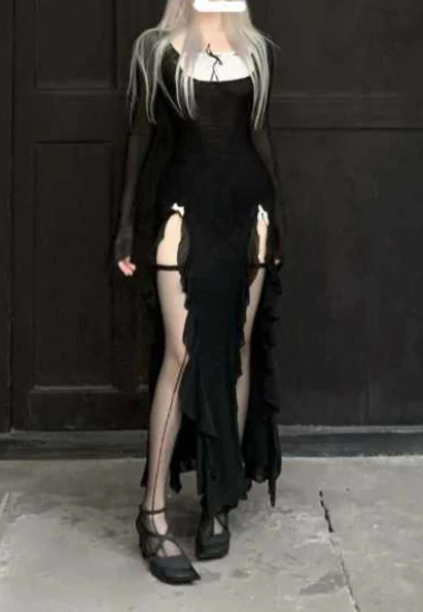 Dark Coquette Tulle Maxi Dress - Image 3