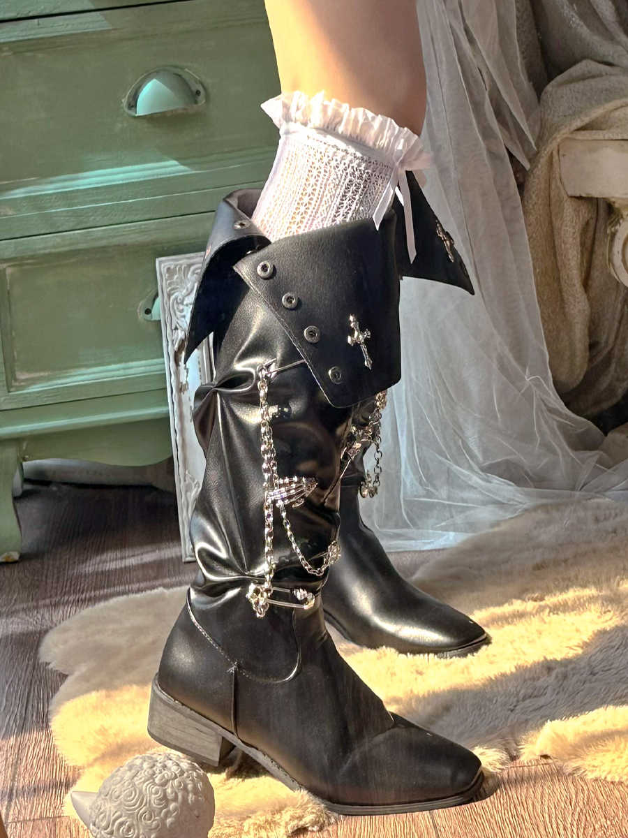 Dark Cross Pointed Toe Boots - Image 2