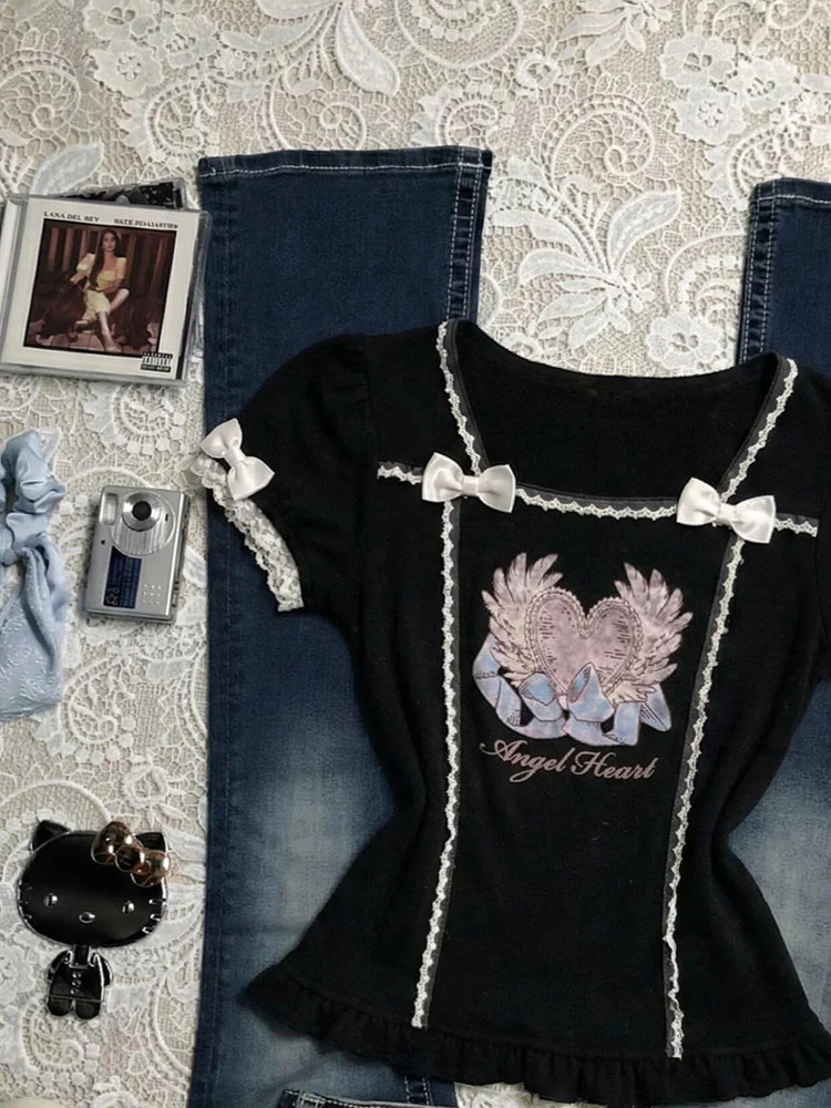 dark fairy bow shirt - Image 2