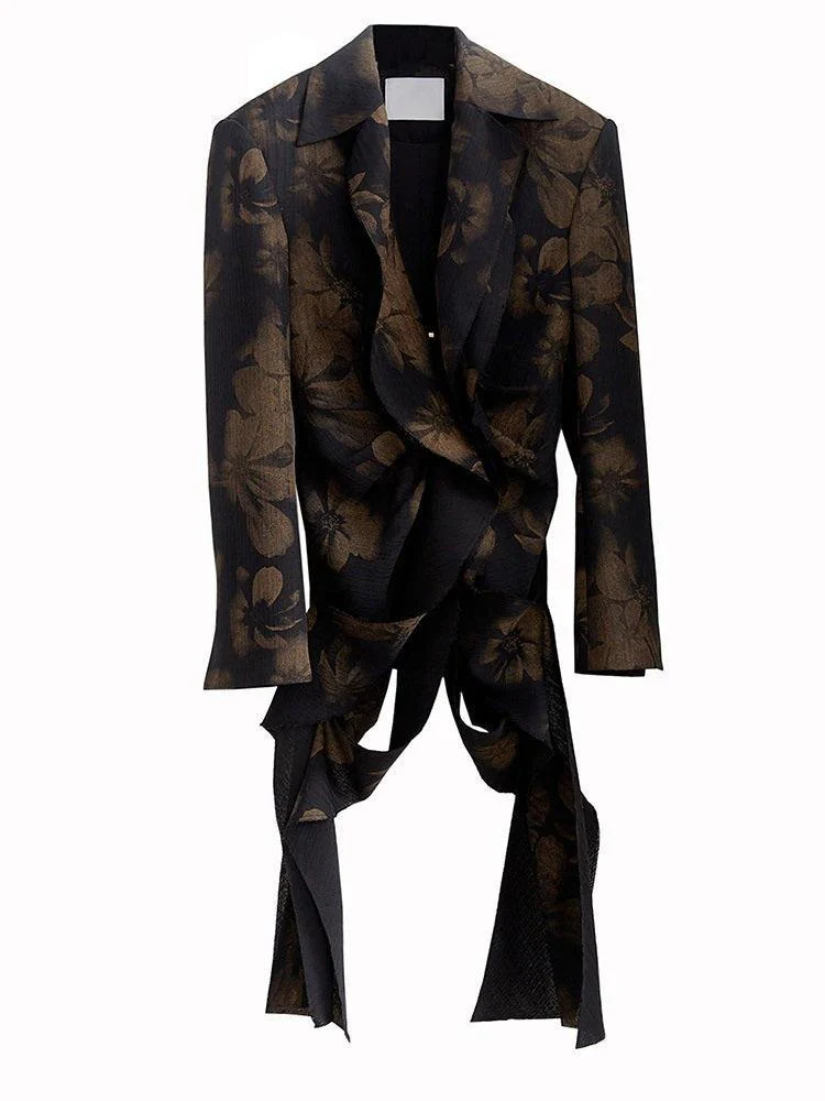 Dark Floral Asymmetric Blazer - Image 6