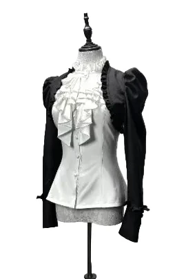 [Pre-order] Dark Gothic Black Short Jacket + White Shirt + Rose Ribbon - Image 23