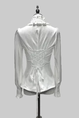 [Pre-order] Dark Gothic Black Short Jacket + White Shirt + Rose Ribbon - Image 8