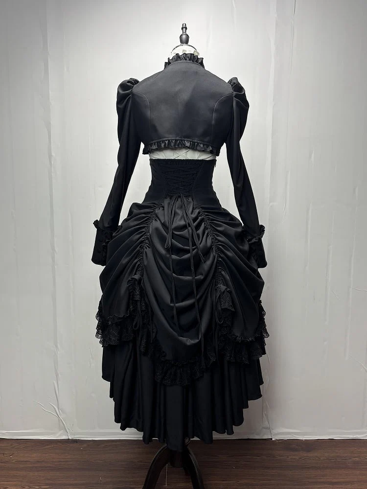 [Pre-order] Dark Gothic Black Short Jacket + White Shirt + Rose Ribbon - Image 21