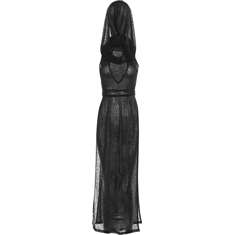 Dark Hooded Sleeveless Dress - Image 5