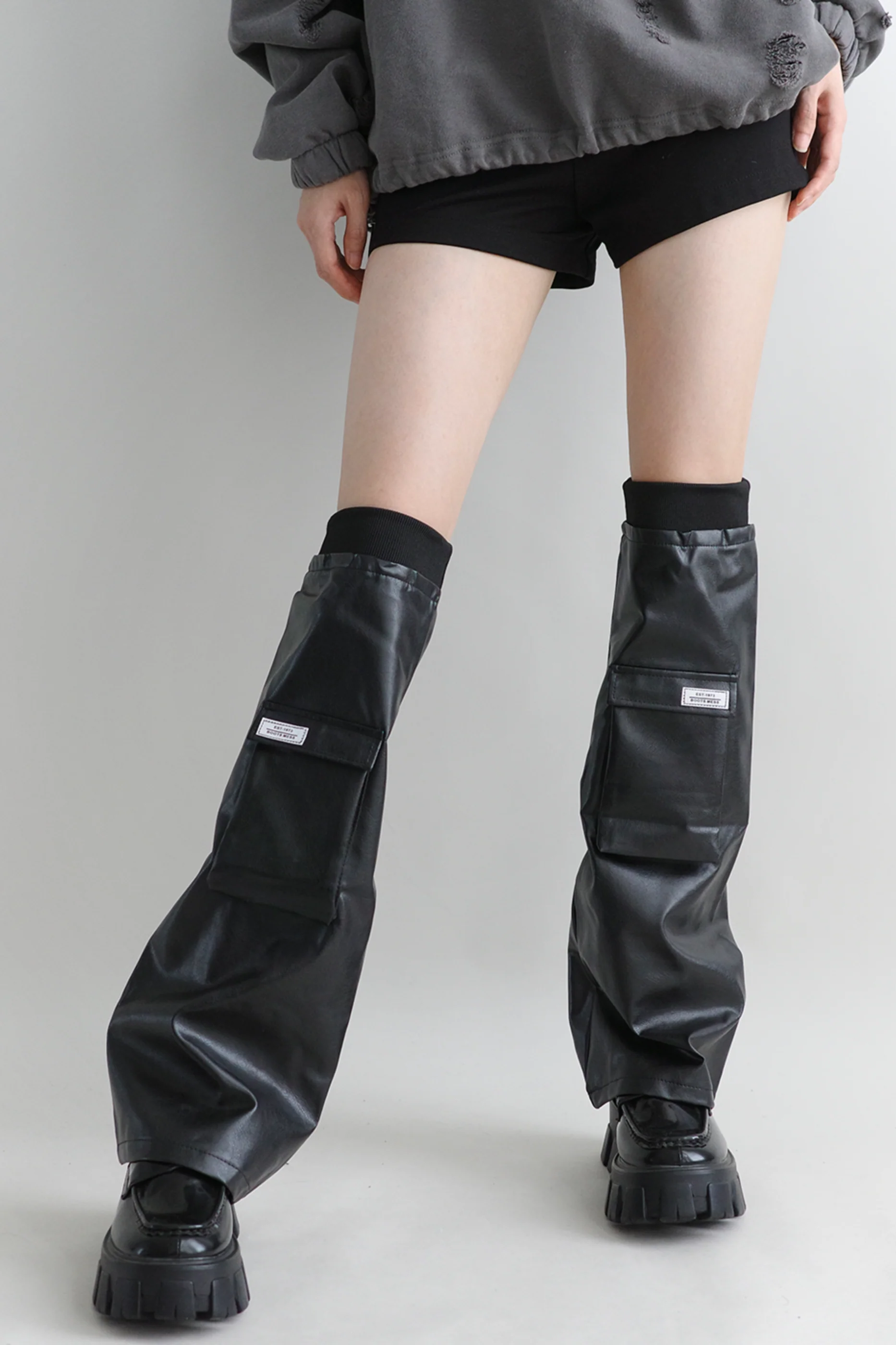 Dark Leather Leg Warmers - Image 4