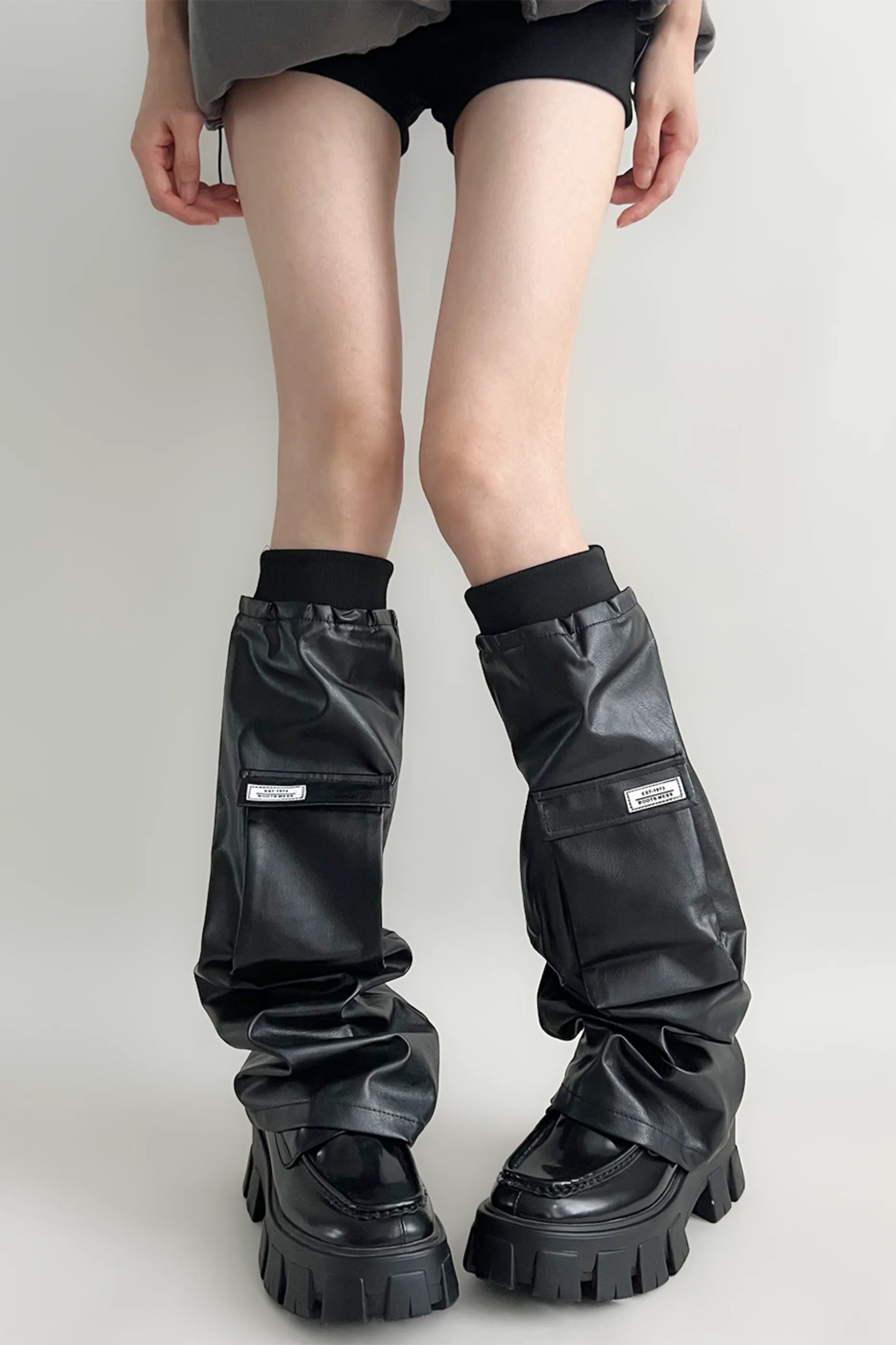 Dark Leather Leg Warmers - Image 6