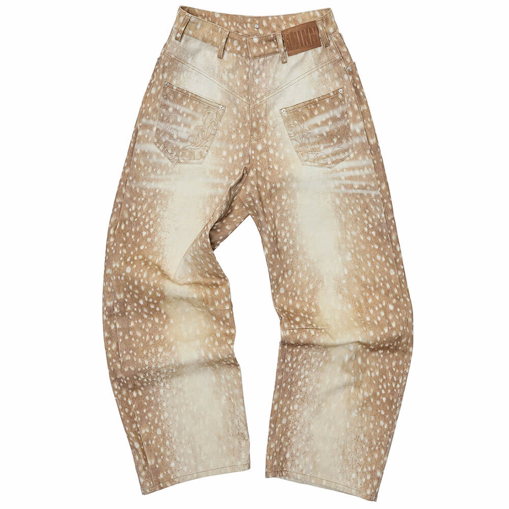 Deer Print Wide Leg Jeans - Image 5