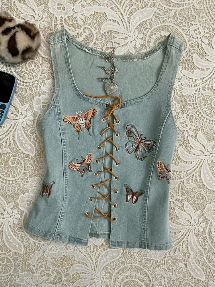 denim butterfly straps corp top - Image 5