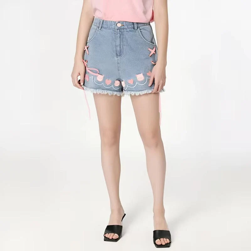 Denim Neko High Waisted Shorts - Image 4