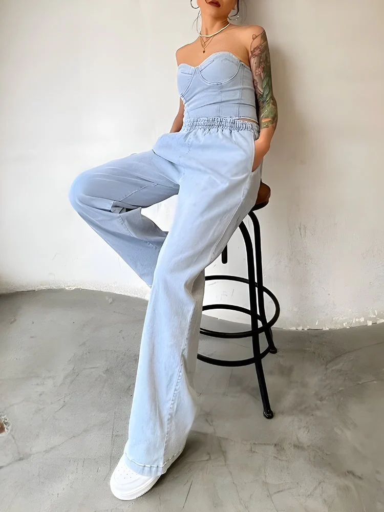Denim Top & Pants Two Piece Coord