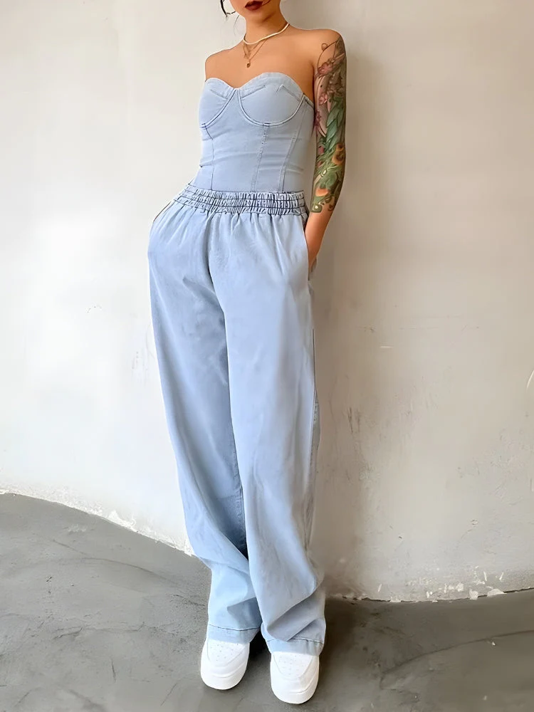 Denim Top & Pants Two Piece Coord - Image 2