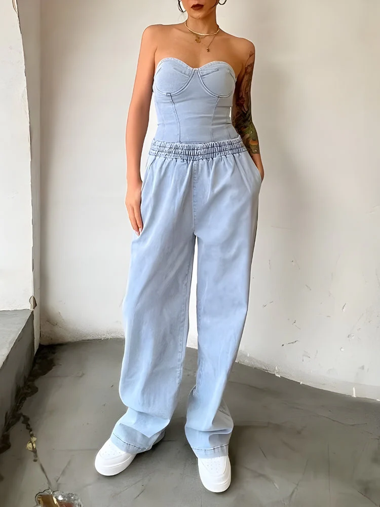 Denim Top & Pants Two Piece Coord - Image 4