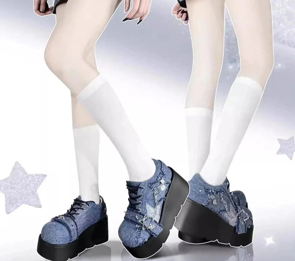 Denim Y2K Platform Mary Jane Shoes - Image 2