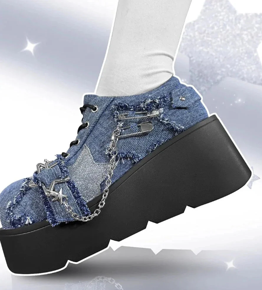 Denim Y2K Platform Mary Jane Shoes - Image 3