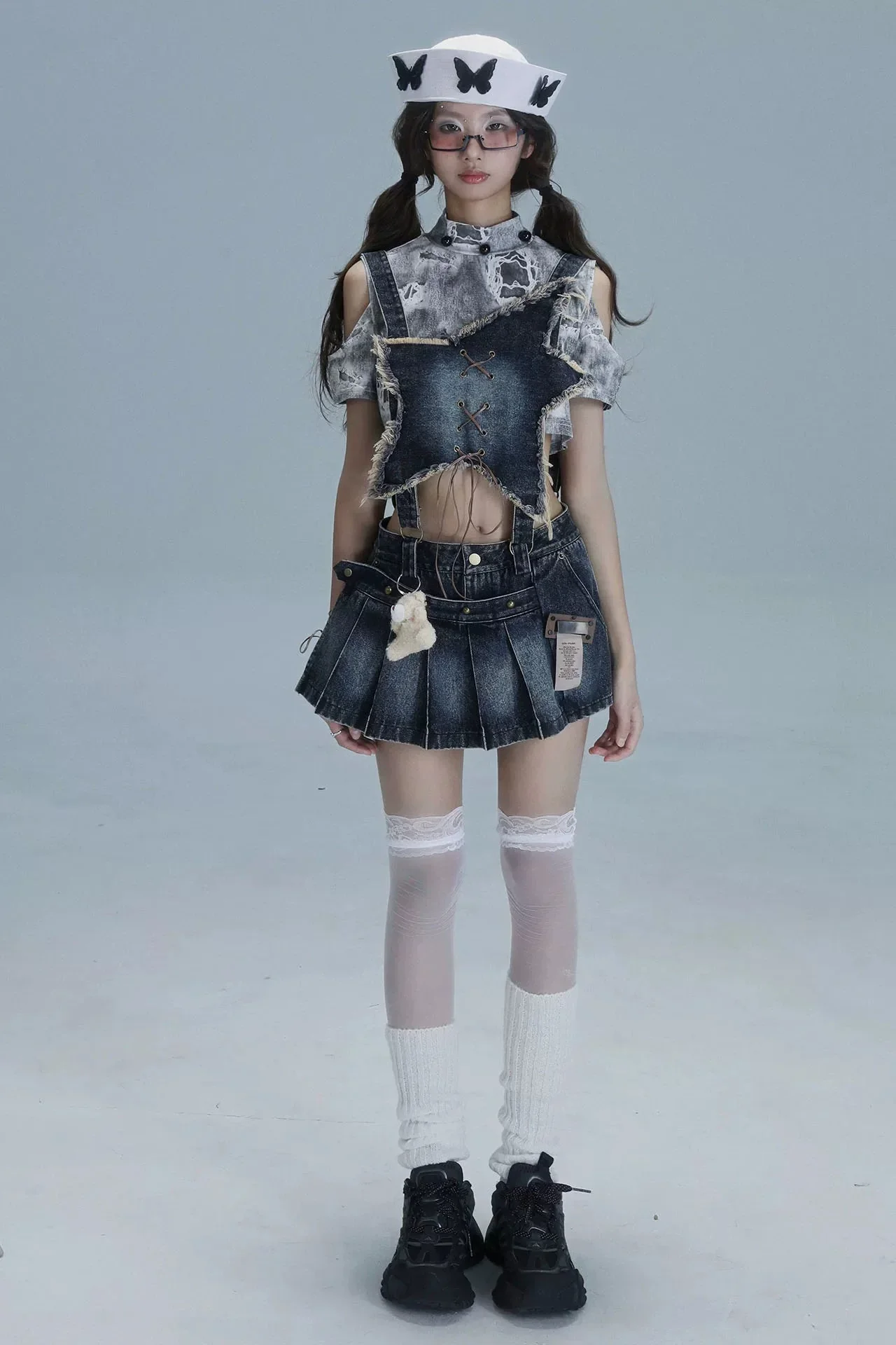 Y2K Star Denim Overall Skirt + Inner Top - Image 10