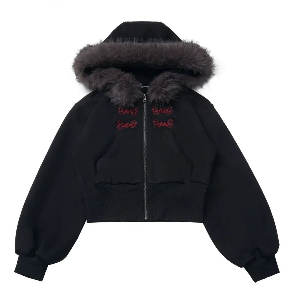 Dark Detachable Fur Jacket + Skirt + Pants - Image 12
