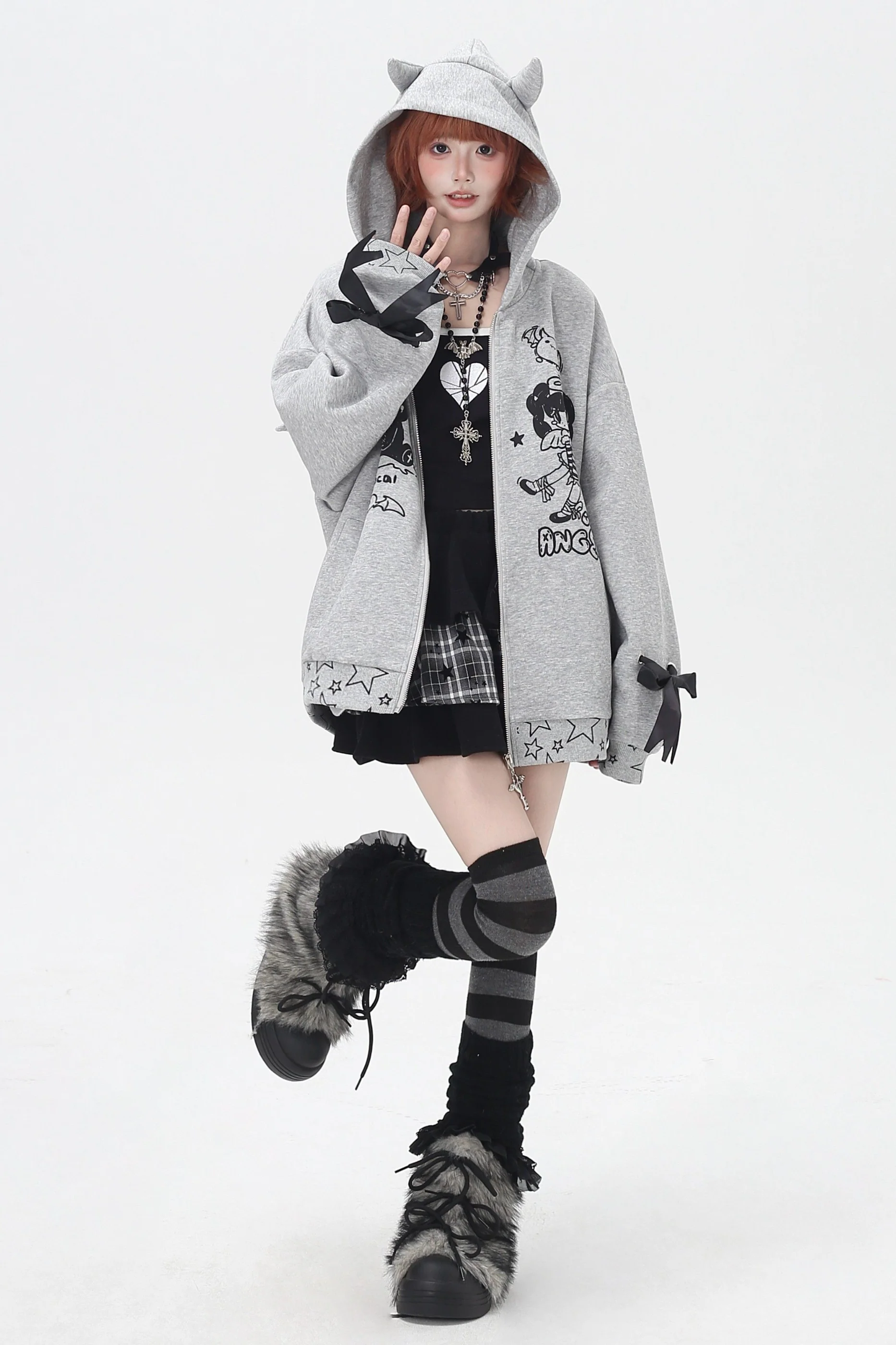 Devil Girl 3D Wings Hooded Jacket - Image 14