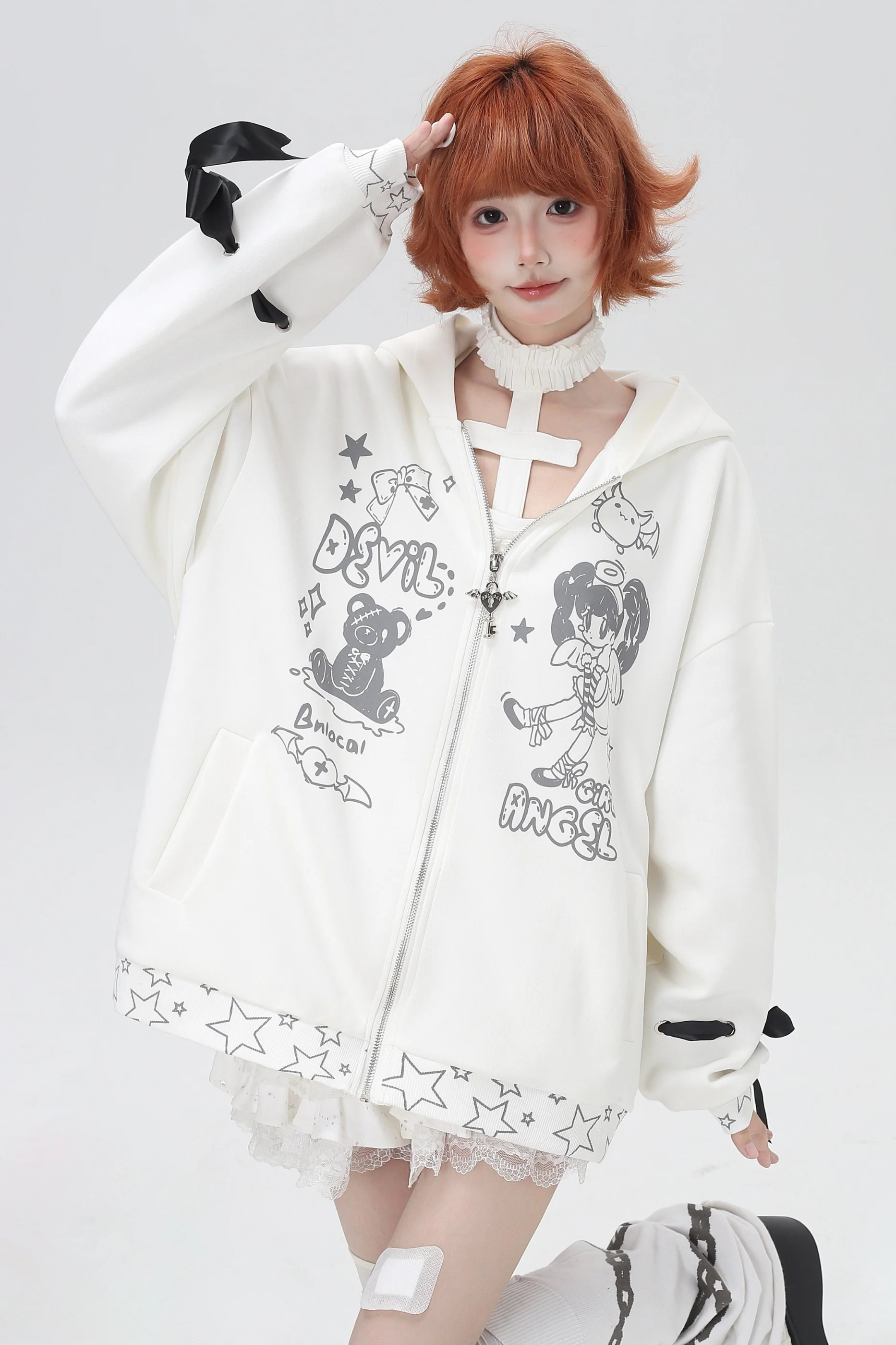 Devil Girl 3D Wings Hooded Jacket - Image 2