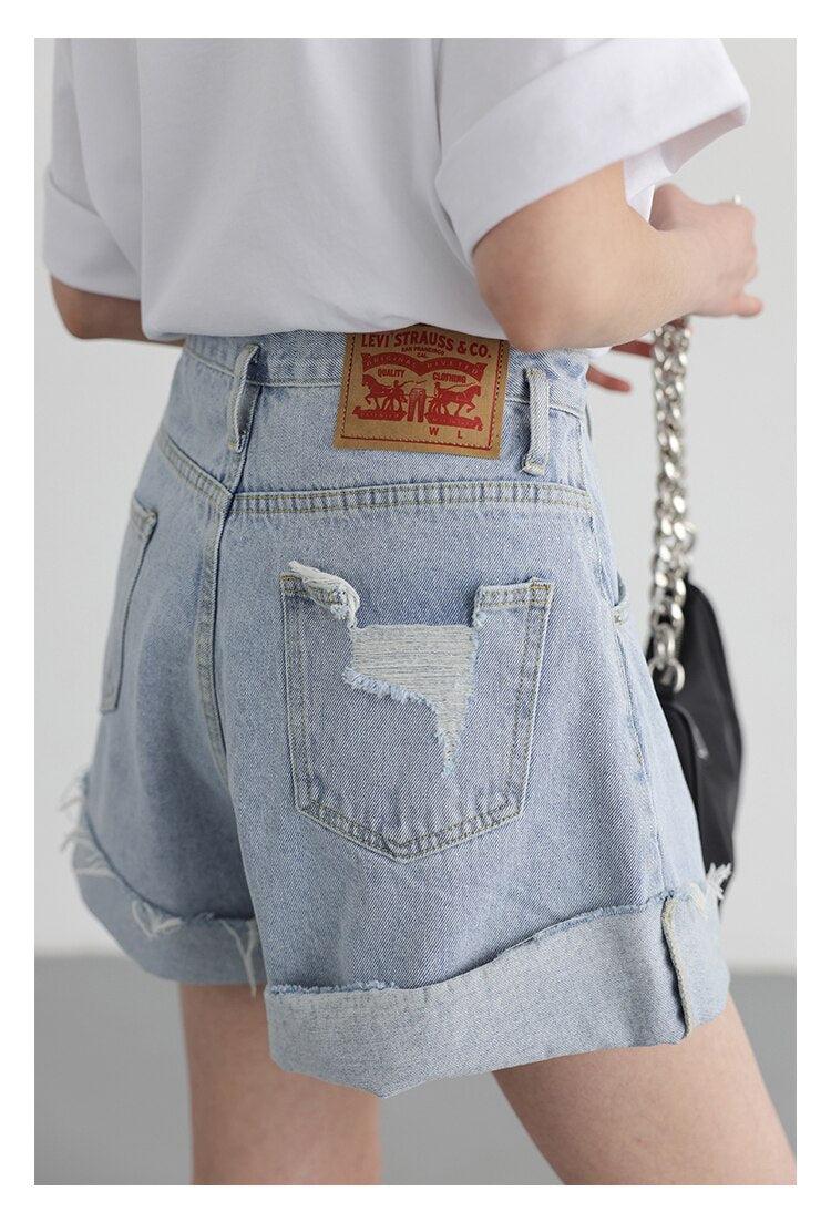 Distressed and Slit Jean Shorts - Image 10