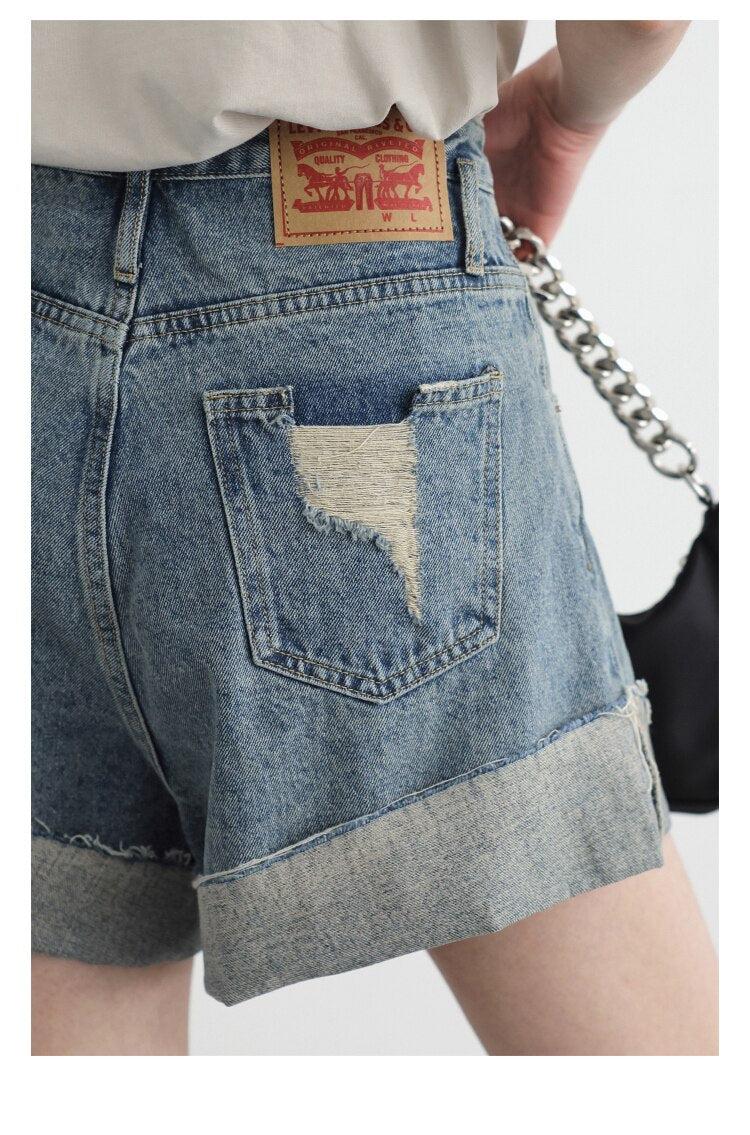 Distressed and Slit Jean Shorts - Image 3