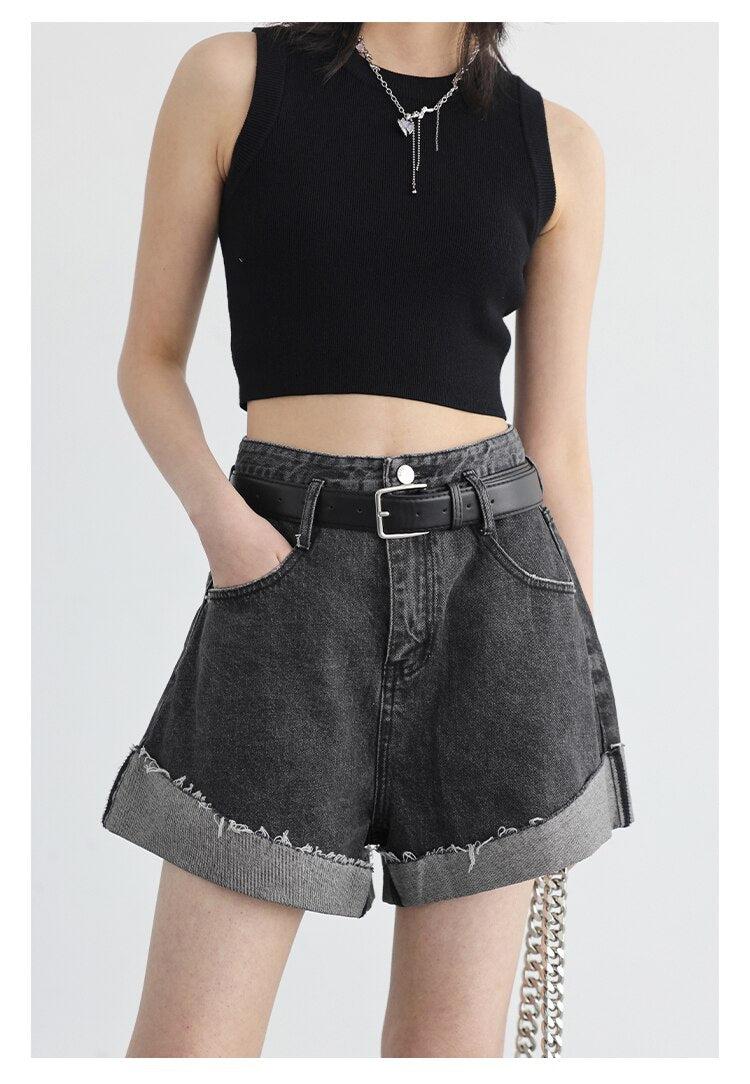 Distressed and Slit Jean Shorts - Image 4