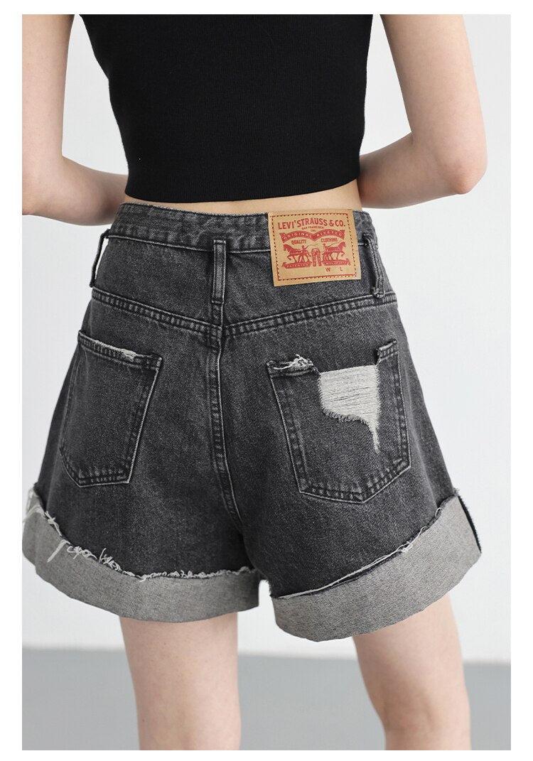 Distressed and Slit Jean Shorts - Image 5