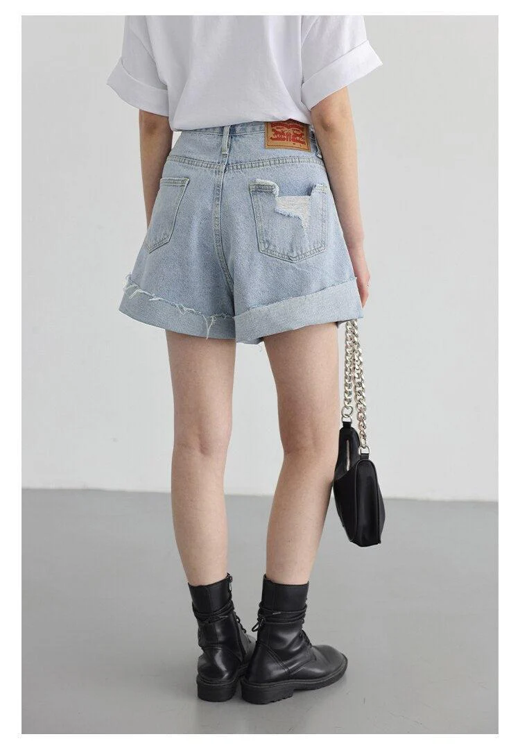 Distressed and Slit Jean Shorts - Image 8