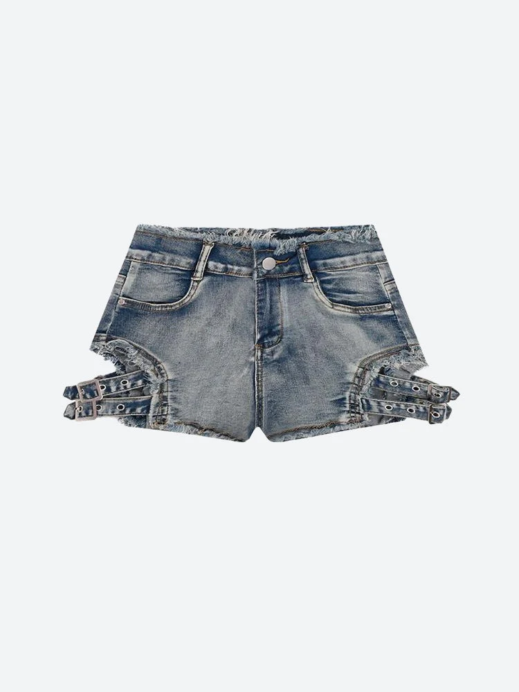 Distressed Cut Out Denim Shorts - Image 6