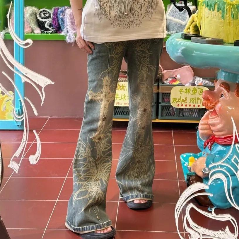 Distressed Y2K Grunge Flare Jeans - Image 6