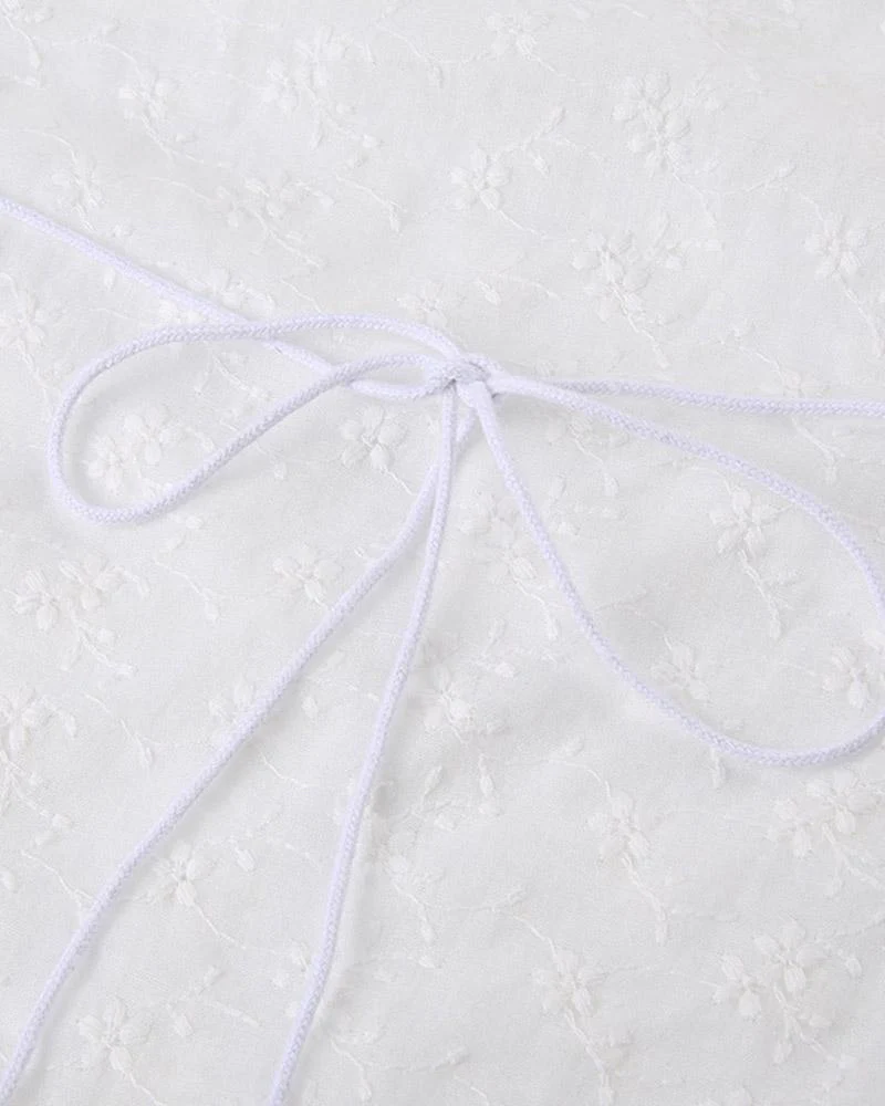 Ditsy Pattern Cute Linen Crop Top - Image 5