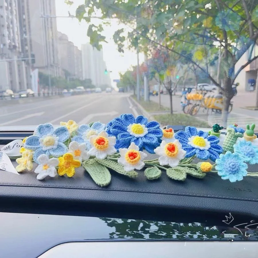 diy crochet flowers car bouquet - Image 3